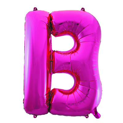 86cm 34 Inch Gaint Alphabet Letter Foil Balloon Dark Pink B Inflated with Helium