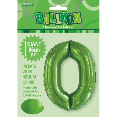 86cm 34 Inch Gaint Number Foil Balloon Lime Green 0