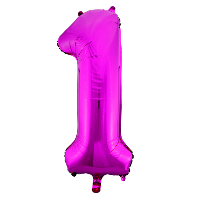 86cm 34 Inch Gaint Number Foil Balloon Dark Pink 1 Inflated with Helium