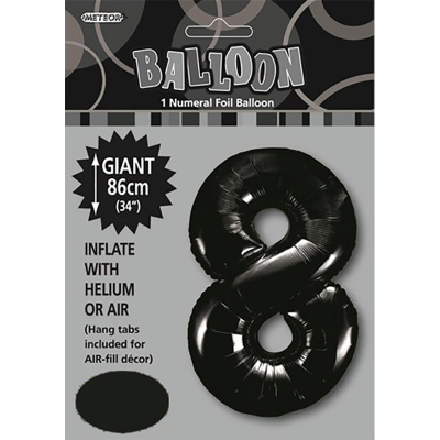 86cm 34 Inch Gaint Numeral Foil Balloon Black 8