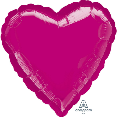 81cm Heart Foil Balloon Fuchsia Inflated with Helium