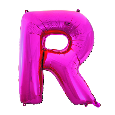 86cm 34 Inch Gaint Alphabet Letter Foil Balloon Dark Pink R Inflated with Helium