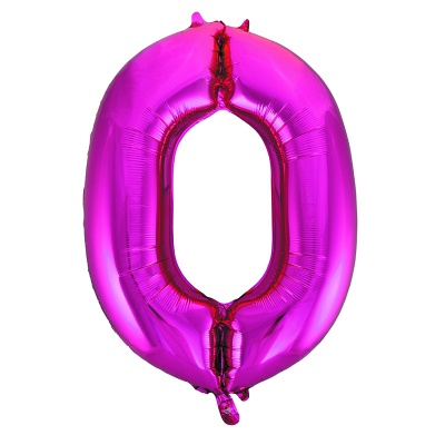 86cm 34 Inch Gaint Number Foil Balloon Dark Pink 0 Inflated with Helium