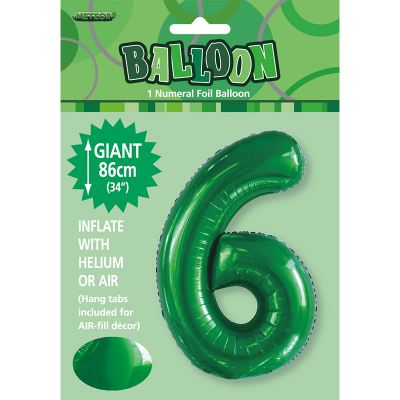 86cm 34 Inch Gaint Number Foil Balloon Dark Green 6
