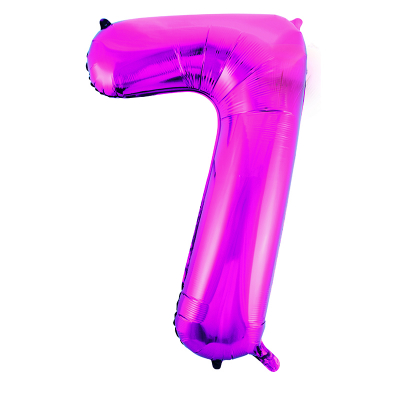 86cm 34 Inch Gaint Number Foil Balloon Dark Pink 7 Inflated with Helium