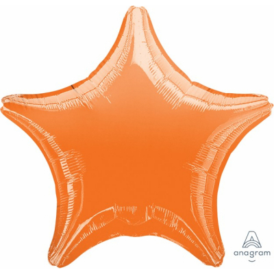 45cm Star Foil Balloon Orange Inflated with Helium