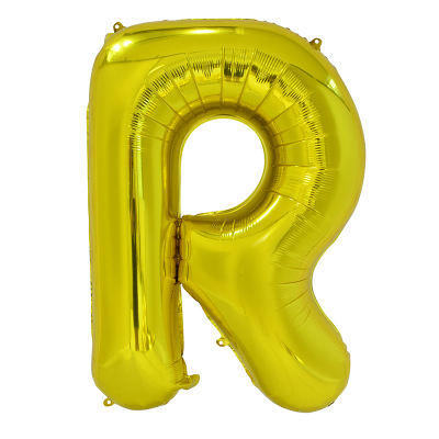 86cm 34 Inch Gaint Alphabet Letter Foil Balloon Gold R Inflated with Helium