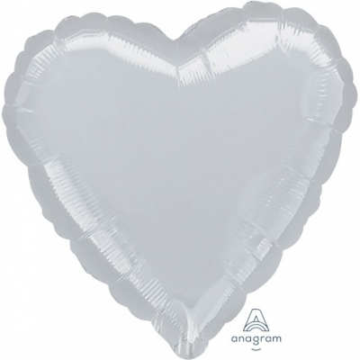 81cm Heart Foil Balloon Silver Inflated with Helium