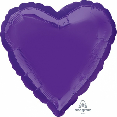 45cm Heart Foil Balloon Purple Inflated with Helium