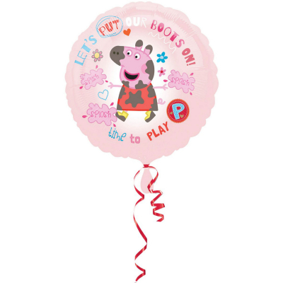 45cm Standard Peppa Pig Time To Play Foil Balloon Inflated with Helium