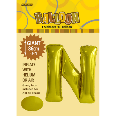 86cm 34 Inch Gaint Alphabet Foil Balloon Gold N