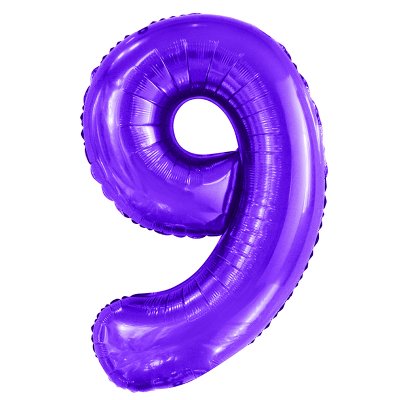 86cm 34 Inch Gaint Number Foil Balloon Purple 9 Inflated with Helium