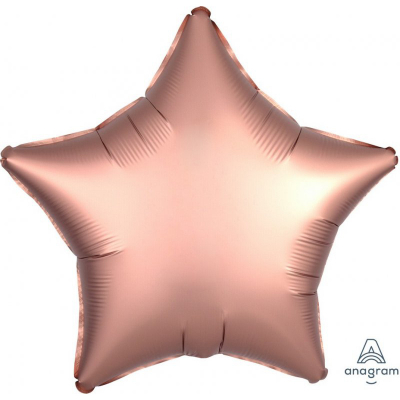 45cm Star Foil Balloon Satin Rose Copper Inflated with Helium