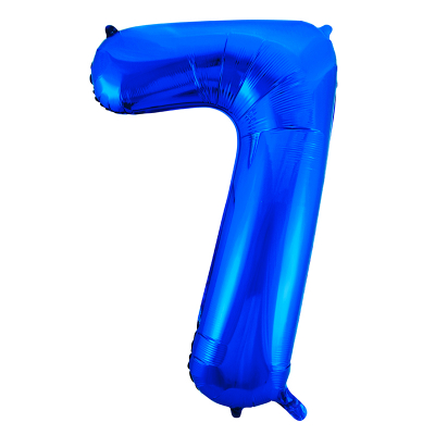 86cm 34 Inch Gaint Number Foil Balloon Royal Blue 7 Inflated with Helium