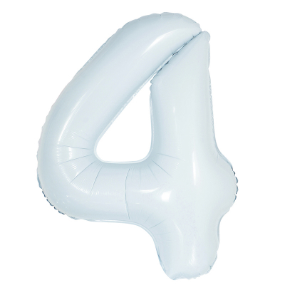 86cm 34 Inch Gaint Number Foil Balloon White 4 Inflated with Helium