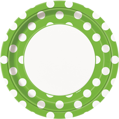 Polka Dots 23cm Plates Lime Green 8PK