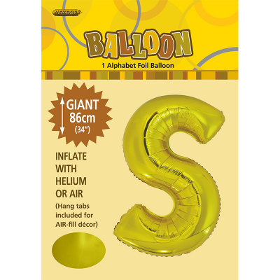86cm 34 Inch Gaint Alphabet Foil Balloon Gold S