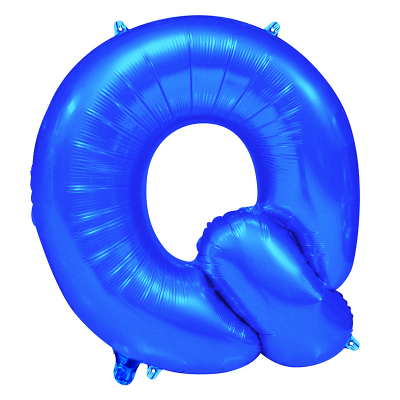 86cm 34 Inch Gaint Alphabet Letter Foil Balloon Royal Blue Q Inflated with Helium