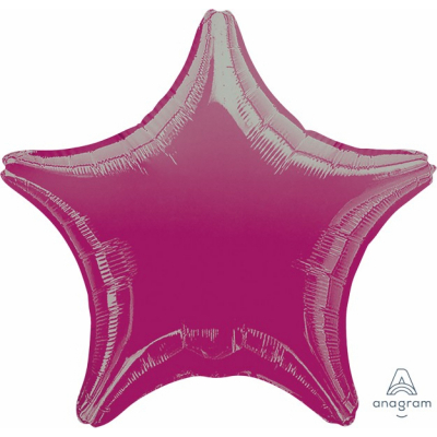 45cm Star Foil Balloon Fuchsia Inflated with Helium