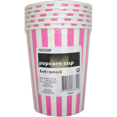 Stripes Hot Pink Popcorn Cups Small 6PK