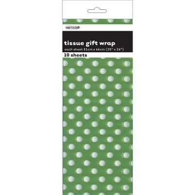 Polka Dots Tissue Sheets Lime Green 10PK