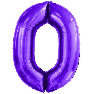86cm 34 Inch Gaint Number Foil Balloon Purple 0 Inflated with Helium