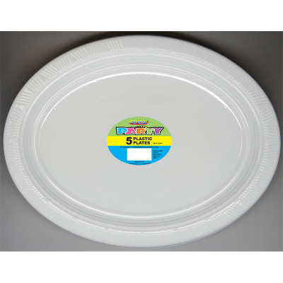 Oval Plastic Plates White 5PK
