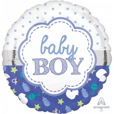 45cm Standard Baby Boy Scallop Foil Balloon Inflated with Helium