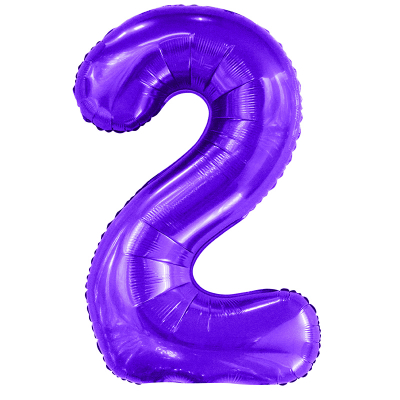 86cm 34 Inch Gaint Number Foil Balloon Purple 2 Inflated with Helium