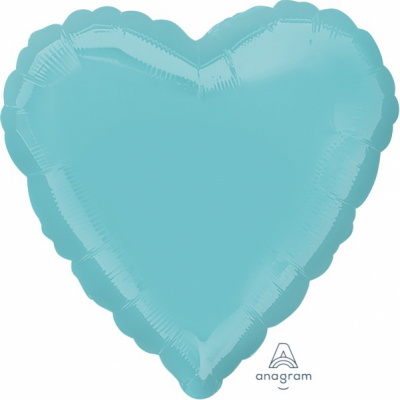 45cm Heart Foil Balloon Robins Egg Blue Inflated with Helium