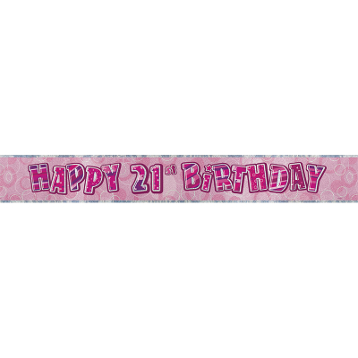 Glitz Birthday Pink Foil Banner 21st