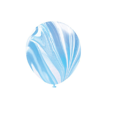 30cm Helium Quality Latex Balloons Marble Blue 10PK