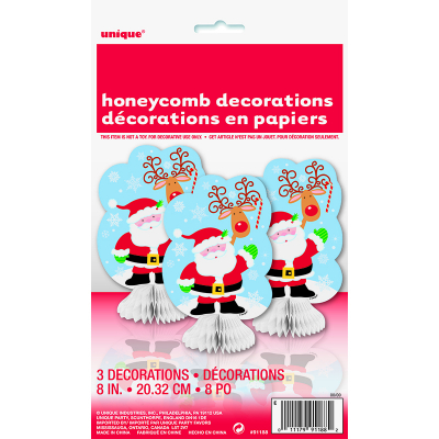 Santa Honeycomb Canterpiece 3PK