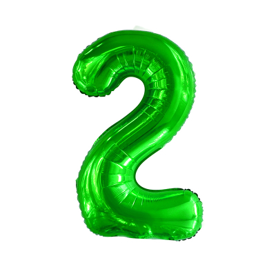 86cm 34 Inch Gaint Number Foil Balloon Dark Green 2 Inflated with Helium