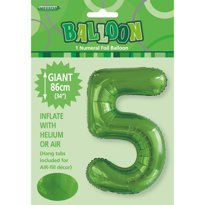 86cm 34 Inch Gaint Number Foil Balloon Lime Green 5