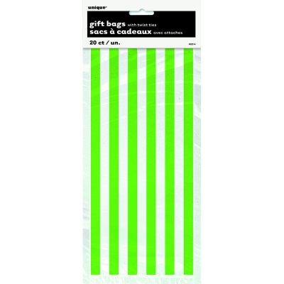 Stripes Lime Green Cello Bag 20PK
