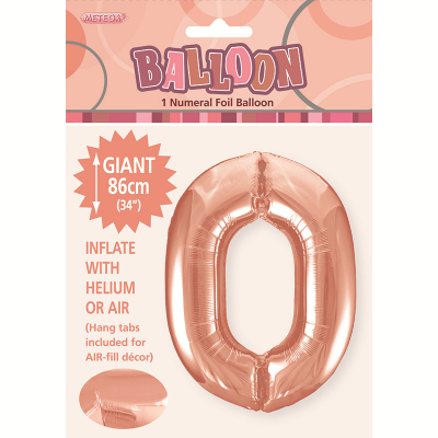 86cm 34 Inch Gaint Number Foil Balloon Rose Gold 0