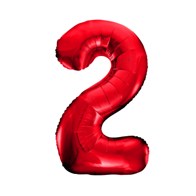 86cm 34 Inch Gaint Number Foil Balloon Red 2 Inflated with Helium