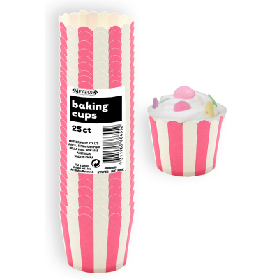 Stripes Hot Pink Baking Cup 25PK