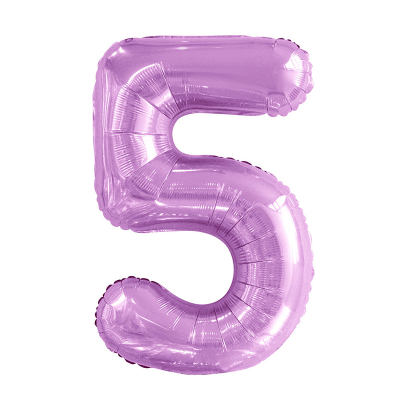 86cm 34 Inch Gaint Number Foil Balloon Pastel Pink 5 Inflated with Helium