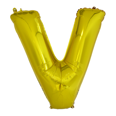 86cm 34 Inch Gaint Alphabet Letter Foil Balloon Gold V Inflated with Helium