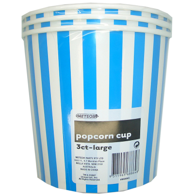 Stripes Royal Blue Popcorn Cups Large 3PK