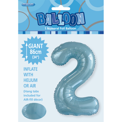 86cm 34 Inch Gaint Number Foil Balloon Pastel Blue 2