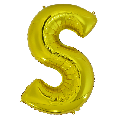 86cm 34 Inch Gaint Alphabet Letter Foil Balloon Gold S Inflated with Helium