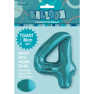86cm 34 Inch Gaint Number Foil Balloon Teal 4