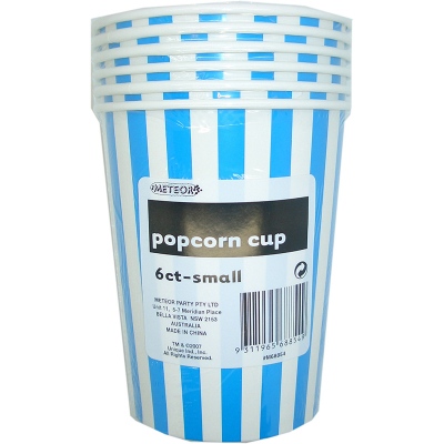 Stripes Blue Popcorn Cups Small 6PK