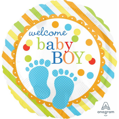 45cm Standard Baby Feet Welcome Baby Boy Foil Balloon Inflated with Helium