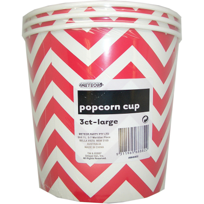 Chevron Popcorn Cups Large Red 3PK