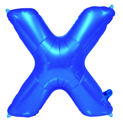 86cm 34 Inch Gaint Alphabet Letter Foil Balloon Royal Blue X Inflated with Helium