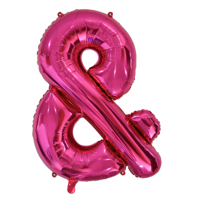 86cm 34 Inch Gaint Foil Balloon Dark Pink "&" Ampersand Sign Inflated with Helium